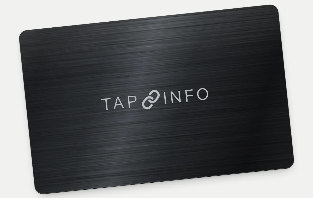 Black metal TapInfo card, rendered
