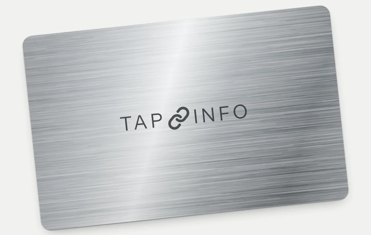 Silver metal TapInfo card, rendered